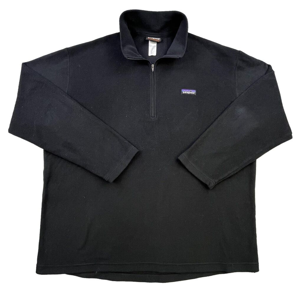 Patagonia Synchilla Fleece Jacket Mens XL Black 1/4 Zip Pullover Outdoors